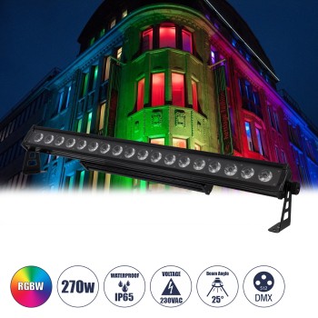 GloboStar® 51141 TRITON Επαγγελματική Μπάρα Φωτισμού Wall Washer LED 18*15W 4in1 270W 25° AC 220-240V Αδιάβροχο IP65 Πολύχρωμο RGBW DMX512 Display on Body - Μαύρο - L102 x W11 x H17cm GloboStar® 51141 TRITON Επαγγελματική Μπάρα Φωτισμού Wall Washer LED 18*15W 4in1 270W 25° AC 220-240V Αδιάβροχο IP65 Πολύχρωμο RGBW DMX512 Display on Body - Μαύρο - L102 x W11 x H17cm