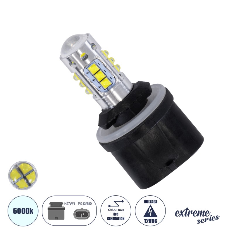 GloboStar® 81456 Λάμπα Αυτοκίνητου H27W/1 - PG13/880 3rd Generation Can-Bus Extreme Series LED 16 XBD CREE & 4 SMD 4014 12W 1800lm 360° DC 12V IP20 Ψυχρό Λευκό 6000K GloboStar® 81456 Λάμπα Αυτοκίνητου H27W/1 - PG13/880 3rd Generation Can-Bus Extreme Series LED 16 XBD CREE & 4 SMD 4014 12W 1800lm 360° DC 12V IP20 Ψυχρό Λευκό 6000K