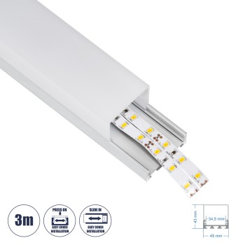 GloboStar® SURFACEPENDANT-PROFILE 70864-3M Προφίλ Αλουμινίου - Βάση & Ψύκτρα Ταινίας LED με Λευκό Γαλακτερό Κάλυμμα - Επιφανειακή & Κρεμαστή Χρήση - Πατητό Κάλυμμα - Ασημί - 3 Μέτρα - Μ300 x Π4.5 x Υ4.2cm GloboStar® SURFACEPENDANT-PROFILE 70864-3M Προφίλ Αλουμινίου - Βάση & Ψύκτρα Ταινίας LED με Λευκό Γαλακτερό Κάλυμμα - Επιφανειακή & Κρεμαστή Χρήση - Πατητό Κάλυμμα - Ασημί - 3 Μέτρα - Μ300 x Π4.5 x Υ4.2cm