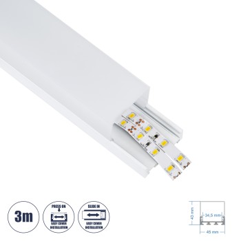 GloboStar® SURFACEPENDANT-PROFILE 70865-3M Προφίλ Αλουμινίου - Βάση & Ψύκτρα Ταινίας LED με Λευκό Γαλακτερό Κάλυμμα - Επιφανειακή & Κρεμαστή Χρήση - Πατητό Κάλυμμα - Λευκό - 3 Μέτρα - Μ300 x Π4.5 x Υ4.2cm GloboStar® SURFACEPENDANT-PROFILE 70865-3M Προφίλ Αλουμινίου - Βάση & Ψύκτρα Ταινίας LED με Λευκό Γαλακτερό Κάλυμμα - Επιφανειακή & Κρεμαστή Χρήση - Πατητό Κάλυμμα - Λευκό - 3 Μέτρα - Μ300 x Π4.5 x Υ4.2cm
