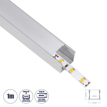 GLOBOSTAR® ALP-LINEAR LIGHTLINE 70867-1M Επιφανειακό Προφίλ Αλουμινίου με Λευκό Γαλακτερό Πατητό Κάλυμμα για Ταινίες LED IP20 - Ασημί & Λευκό - Μ100 x Π2.3 x Υ2cm GLOBOSTAR® ALP-LINEAR LIGHTLINE 70867-1M Επιφανειακό Προφίλ Αλουμινίου με Λευκό Γαλακτερό Πατητό Κάλυμμα για Ταινίες LED IP20 - Ασημί & Λευκό - Μ100 x Π2.3 x Υ2cm