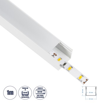 GloboStar® SURFACE-PROFILE 70868-1M Προφίλ Αλουμινίου - Βάση & Ψύκτρα Ταινίας LED με Λευκό Γαλακτερό Κάλυμμα - Επιφανειακή Χρήση - Πατητό Κάλυμμα - Λευκό - 1 Μέτρο - Μ100 x Π2.3 x Υ2cm GloboStar® SURFACE-PROFILE 70868-1M Προφίλ Αλουμινίου - Βάση & Ψύκτρα Ταινίας LED με Λευκό Γαλακτερό Κάλυμμα - Επιφανειακή Χρήση - Πατητό Κάλυμμα - Λευκό - 1 Μέτρο - Μ100 x Π2.3 x Υ2cm