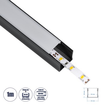 GloboStar® SURFACE-PROFILE 70869-1M Προφίλ Αλουμινίου - Βάση & Ψύκτρα Ταινίας LED με Λευκό Γαλακτερό Κάλυμμα - Επιφανειακή Χρήση - Πατητό Κάλυμμα - Μαύρο - 1 Μέτρο - Μ100 x Π2.3 x Υ2cm GloboStar® SURFACE-PROFILE 70869-1M Προφίλ Αλουμινίου - Βάση & Ψύκτρα Ταινίας LED με Λευκό Γαλακτερό Κάλυμμα - Επιφανειακή Χρήση - Πατητό Κάλυμμα - Μαύρο - 1 Μέτρο - Μ100 x Π2.3 x Υ2cm
