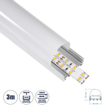 GloboStar® SURFACEPENDANT-PROFILE 70870-3M Προφίλ Αλουμινίου - Βάση & Ψύκτρα Ταινίας LED με Λευκό Γαλακτερό Κάλυμμα - Επιφανειακή & Κρεμαστή Χρήση - Πατητό Κάλυμμα - Ασημί - 3 Μέτρα - Μ300 x Π4.5 x Υ4.2cm GloboStar® SURFACEPENDANT-PROFILE 70870-3M Προφίλ Αλουμινίου - Βάση & Ψύκτρα Ταινίας LED με Λευκό Γαλακτερό Κάλυμμα - Επιφανειακή & Κρεμαστή Χρήση - Πατητό Κάλυμμα - Ασημί - 3 Μέτρα - Μ300 x Π4.5 x Υ4.2cm