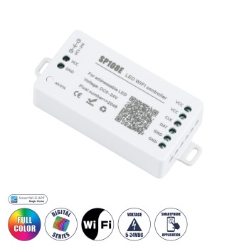 GloboStar® 73409 SP108E Ασύρματος WiFi LED FULL COLOR Magic Digital Pixel Controller iOS/Android για LED Digital Πολύχρωμα και Μονόχρωμα Προϊόντα DC 5-24V 1 x 2048 IC Max GloboStar® 73409 SP108E Ασύρματος WiFi LED FULL COLOR Magic Digital Pixel Controller iOS/Android για LED Digital Πολύχρωμα και Μονόχρωμα Προϊόντα DC 5-24V 1 x 2048 IC Max