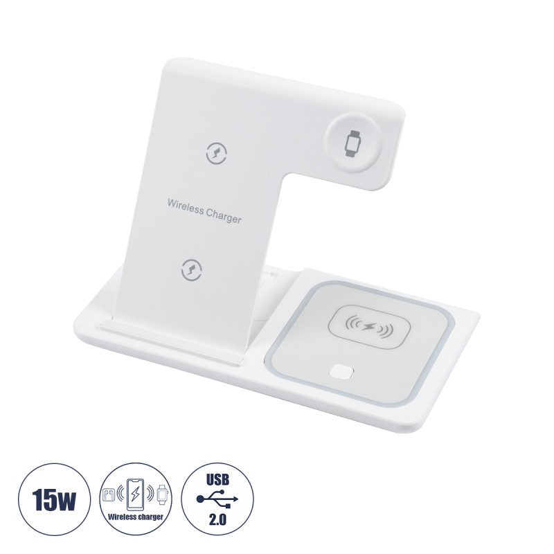 GloboStar® 79706 Επιτραπέζια Σταθερή Βάση Ασύρματης Φόρτισης Fast Charging για Κινητά - Earphones - Smart Watches 15W Max - Λευκό GloboStar® 79706 Επιτραπέζια Σταθερή Βάση Ασύρματης Φόρτισης Fast Charging για Κινητά - Earphones - Smart Watches 15W Max - Λευκό