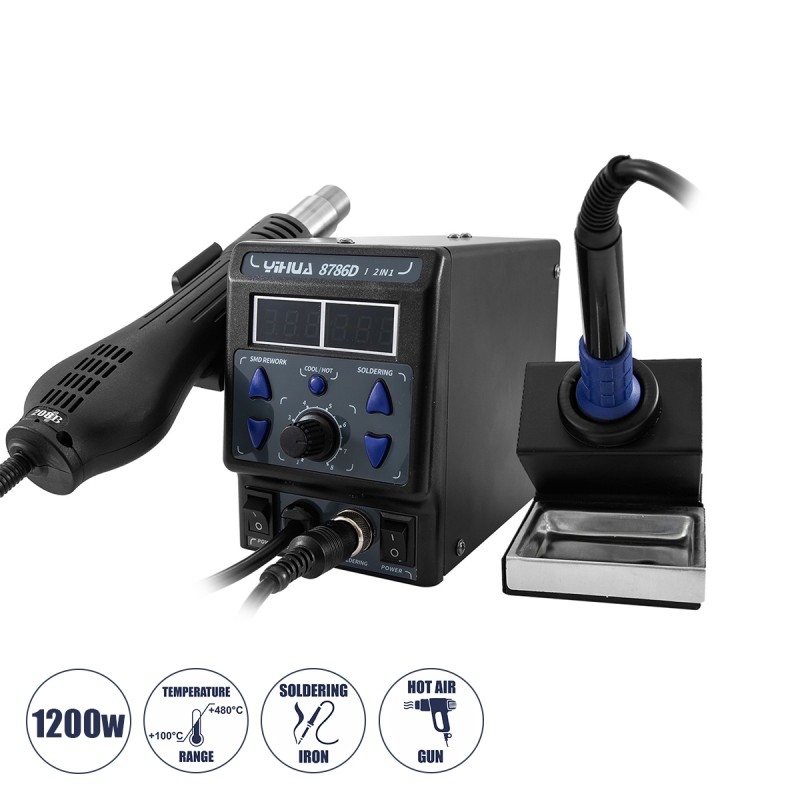 GLOBOSTAR® YIHUA-8786D 79972 Ψηφιακός Σταθμός Συγκόλλησης Θερμού Αέρα με Ψηφιακή Οθόνη & Κολλητήρι 1200W AC 220-240V IP20 - Μ15 x Π23.5 x Υ14cm - 2 Χρόνια Εγγύηση GLOBOSTAR® YIHUA-8786D 79972 Ψηφιακός Σταθμός Συγκόλλησης Θερμού Αέρα με Ψηφιακή Οθόνη & Κολλητήρι 1200W AC 220-240V IP20 - Μ15 x Π23.5 x Υ14cm - 2 Χρόνια Εγγύηση