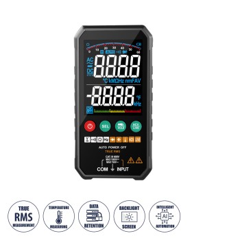 GloboStar® 79976 Ψηφιακό Φορητό Πολύμετρο Data Retantion True RMS Intelligent Automation AI Μπαταρίας 2 x AAA (Δεν Περιλαμβάνονται) με Οπίσθιο Φωτισμό Μετρητής Τάσης AC/DC - Θερμοκρασία - Αμπερόμετρο - Voltmeter - Καπασιτόμετρο - Ohm - Μαύρο GloboStar® 79976 Ψηφιακό Φορητό Πολύμετρο Data Retantion True RMS Intelligent Automation AI Μπαταρίας 2 x AAA (Δεν Περιλαμβάνονται) με Οπίσθιο Φωτισμό Μετρητής Τάσης AC/DC - Θερμοκρασία - Αμπερόμετρο - Voltmeter - Καπασιτόμετρο - Ohm - Μαύρο