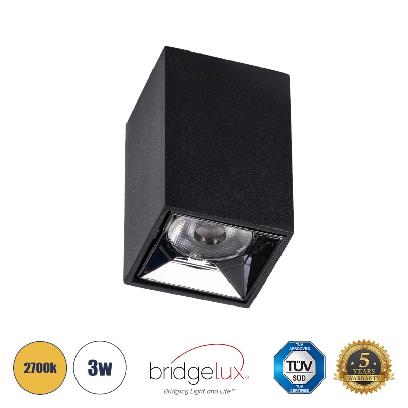 GLOBOSTAR® LUMINAR 60321 Downlight Σποτ LED 3W 405lm 36° AC 220-240V IP20 Θερμό Λευκό 2700K - Osram SMD Chip & TÜV SÜD Driver - Μαύρο Ματ - Μ4.2 x Π4.2 x Υ6.6cm - 5 Χρόνια Εγγύηση GLOBOSTAR® LUMINAR 60321 Downlight Σποτ LED 3W 405lm 36° AC 220-240V IP20 Θερμό Λευκό 2700K - Osram SMD Chip & TÜV SÜD Driver - Μαύρο Ματ - Μ4.2 x Π4.2 x Υ6.6cm - 5 Χρόνια Εγγύηση