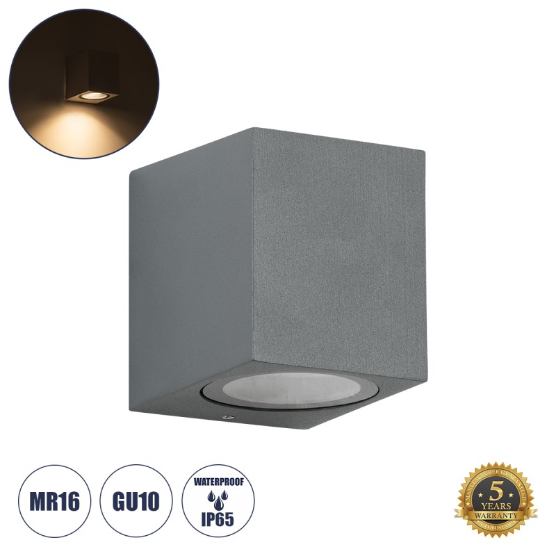 kelvo® BURANO 60612 Μοντέρνο Φωτιστικό Τοίχου - Απλίκα για Λάμπα MR16 με Ντουί 1 x GU10 AC 220-240V Αδιάβροχο IP65 - Γκρι Ανθρακί Ματ - Μ8 x Π8 x Υ7cm kelvo® BURANO 60612 Μοντέρνο Φωτιστικό Τοίχου - Απλίκα για Λάμπα MR16 με Ντουί 1 x GU10 AC 220-240V Αδιάβροχο IP65 - Γκρι Ανθρακί Ματ - Μ8 x Π8 x Υ7cm