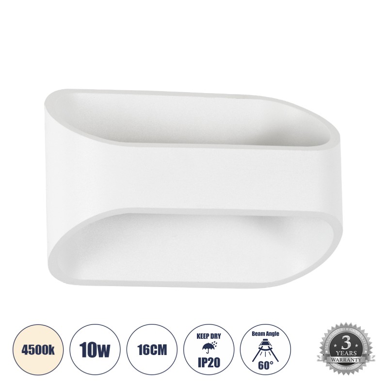 GLOBOSTAR® EDEN 60665 Μοντέρνο Φωτιστικό Τοίχου - Απλίκα LED 10W 1000lm 60° AC 220-240V IP20 Φυσικό Λευκό 4500K - Bridgelux COB Chip & TÜV SÜD Driver - Λευκό Ματ - Μ16 x Π10.5 x Υ9cm - 3 Χρόνια Εγγύηση GLOBOSTAR® EDEN 60665 Μοντέρνο Φωτιστικό Τοίχου - Απλίκα LED 10W 1000lm 60° AC 220-240V IP20 Φυσικό Λευκό 4500K - Bridgelux COB Chip & TÜV SÜD Driver - Λευκό Ματ - Μ16 x Π10.5 x Υ9cm - 3 Χρόνια Εγγύηση