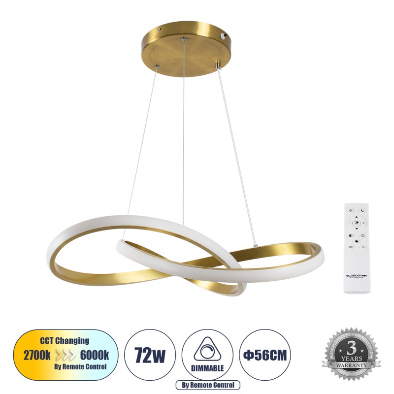 GLOBOSTAR® DEXTER 61051 Μοντέρνο Κρεμαστό Φωτιστικό Οροφής LED 72W 8064lm 300° AC 220-240V IP20 Ρυθμιζόμενο Λευκό CCT με Χειριστήριο από 2700K έως 6000K Dimmable - Lumileds SMD Chip - Χρυσό Βούρτσας - Μ56 x Π56 x Υ14cm - 3 Χρόνια Εγγύηση GLOBOSTAR® DEXTER 61051 Μοντέρνο Κρεμαστό Φωτιστικό Οροφής LED 72W 8064lm 300° AC 220-240V IP20 Ρυθμιζόμενο Λευκό CCT με Χειριστήριο από 2700K έως 6000K Dimmable - Lumileds SMD Chip - Χρυσό Βούρτσας - Μ56 x Π56 x Υ14cm - 3 Χρόνια Εγγύηση