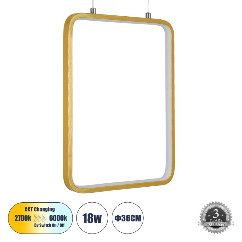 GLOBOSTAR® NEROBA 61305 Μοντέρνο Κρεμαστό Φωτιστικό Οροφής LED 18W 1980lm 360° AC 220-240V IP20 Ρυθμιζόμενο Λευκό CCT με On/Off 2700K/4500K/6000K - Lumileds SMD Chip - Χρυσό Βούρτσας - Μ29 x Π2 x Υ36cm - 3 Χρόνια Εγγύηση GLOBOSTAR® NEROBA 61305 Μοντέρνο Κρεμαστό Φωτιστικό Οροφής LED 18W 1980lm 360° AC 220-240V IP20 Ρυθμιζόμενο Λευκό CCT με On/Off 2700K/4500K/6000K - Lumileds SMD Chip - Χρυσό Βούρτσας - Μ29 x Π2 x Υ36cm - 3 Χρόνια Εγγύηση