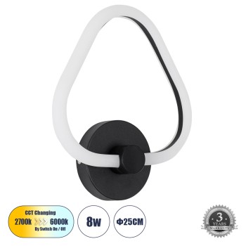 GLOBOSTAR® REGINA 61341 Μοντέρνο Φωτιστικό Τοίχου - Απλίκα LED 8W 960lm 360° AC 220-240V IP20 Ρυθμιζόμενο Λευκό CCT με On/Off 2700K/4500K/6000K - Lumileds SMD Chip - Μαύρο Ματ - Μ25 x Π7 x Υ28.5cm - 3 Χρόνια Εγγύηση GLOBOSTAR® REGINA 61341 Μοντέρνο Φωτιστικό Τοίχου - Απλίκα LED 8W 960lm 360° AC 220-240V IP20 Ρυθμιζόμενο Λευκό CCT με On/Off 2700K/4500K/6000K - Lumileds SMD Chip - Μαύρο Ματ - Μ25 x Π7 x Υ28.5cm - 3 Χρόνια Εγγύηση
