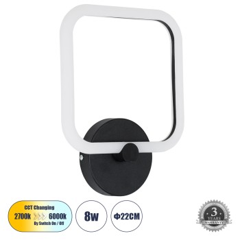 GLOBOSTAR® ELIZA 61343 Μοντέρνο Φωτιστικό Τοίχου - Απλίκα LED 8W 960lm 360° AC 220-240V IP20 Ρυθμιζόμενο Λευκό CCT με On/Off 2700K/4500K/6000K - Lumileds SMD Chip - Μαύρο Ματ - Μ22 x Π5 x Υ28.5cm - 3 Χρόνια Εγγύηση GLOBOSTAR® ELIZA 61343 Μοντέρνο Φωτιστικό Τοίχου - Απλίκα LED 8W 960lm 360° AC 220-240V IP20 Ρυθμιζόμενο Λευκό CCT με On/Off 2700K/4500K/6000K - Lumileds SMD Chip - Μαύρο Ματ - Μ22 x Π5 x Υ28.5cm - 3 Χρόνια Εγγύηση
