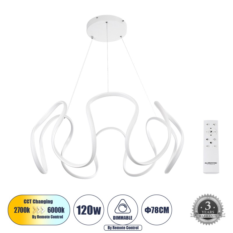 GLOBOSTAR® TARANTULA 61395 Μοντέρνο Κρεμαστό Φωτιστικό Οροφής LED 120W 13440lm 300° AC 220-240V IP20 Ρυθμιζόμενο Λευκό CCT με Χειριστήριο από 2700K έως 6000K Dimmable - Lumileds SMD Chip - Λευκό Ματ - Μ78 x Π78 x Υ31.5cm - 3 Χρόνια Εγγύηση GLOBOSTAR® TARANTULA 61395 Μοντέρνο Κρεμαστό Φωτιστικό Οροφής LED 120W 13440lm 300° AC 220-240V IP20 Ρυθμιζόμενο Λευκό CCT με Χειριστήριο από 2700K έως 6000K Dimmable - Lumileds SMD Chip - Λευκό Ματ - Μ78 x Π78 x Υ31.5cm - 3 Χρόνια Εγγύηση