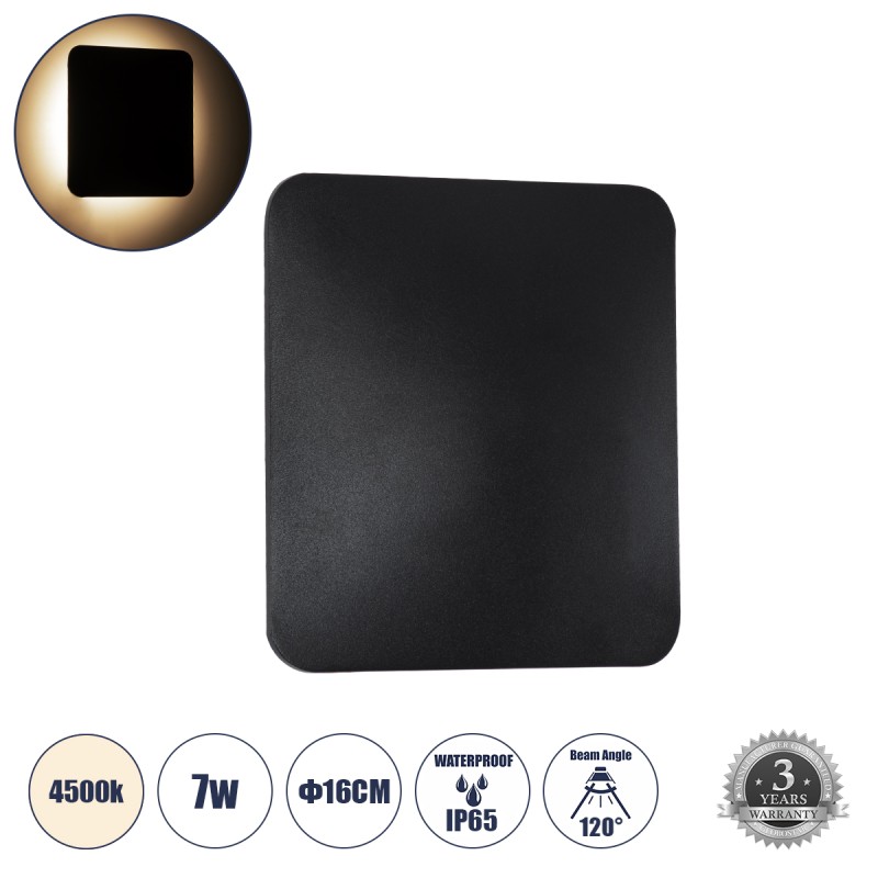 GLOBOSTAR® HELIO-S 60495 Μοντέρνο Φωτιστικό Τοίχου - Απλίκα LED 7W 840lm 120° AC 220-240V Αδιάβροχο IP65 Φυσικό Λευκό 4500K - Lumileds SMD Chip & TÜV SÜD Driver - Μαύρο Ματ - Μ16 x Π5 x Υ16cm - 5 Χρόνια Εγγύηση GLOBOSTAR® HELIO-S 60495 Μοντέρνο Φωτιστικό Τοίχου - Απλίκα LED 7W 840lm 120° AC 220-240V Αδιάβροχο IP65 Φυσικό Λευκό 4500K - Lumileds SMD Chip & TÜV SÜD Driver - Μαύρο Ματ - Μ16 x Π5 x Υ16cm - 5 Χρόνια Εγγύηση