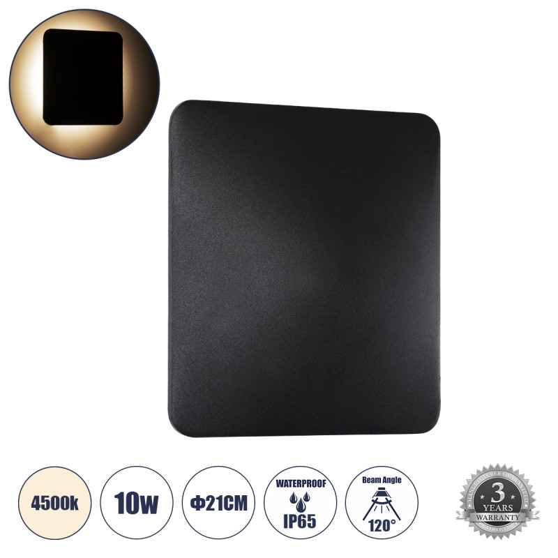 GLOBOSTAR® HELIO-S 60496 Μοντέρνο Φωτιστικό Τοίχου - Απλίκα LED 10W 1200lm 120° AC 220-240V Αδιάβροχο IP65 Φυσικό Λευκό 4500K - Lumileds SMD Chip & TÜV SÜD Driver - Μαύρο Ματ - Μ21 x Π5 x Υ21cm - 5 Χρόνια Εγγύηση GLOBOSTAR® HELIO-S 60496 Μοντέρνο Φωτιστικό Τοίχου - Απλίκα LED 10W 1200lm 120° AC 220-240V Αδιάβροχο IP65 Φυσικό Λευκό 4500K - Lumileds SMD Chip & TÜV SÜD Driver - Μαύρο Ματ - Μ21 x Π5 x Υ21cm - 5 Χρόνια Εγγύηση