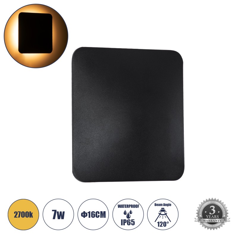 GLOBOSTAR® HELIO-S 60662 Μοντέρνο Φωτιστικό Τοίχου - Απλίκα LED 7W 700lm 120° AC 220-240V Αδιάβροχο IP65 Θερμό Λευκό 2700K - Lumileds SMD Chip & TÜV SÜD Driver - Μαύρο Ματ - Μ16 x Π5 x Υ16cm - 5 Χρόνια Εγγύηση GLOBOSTAR® HELIO-S 60662 Μοντέρνο Φωτιστικό Τοίχου - Απλίκα LED 7W 700lm 120° AC 220-240V Αδιάβροχο IP65 Θερμό Λευκό 2700K - Lumileds SMD Chip & TÜV SÜD Driver - Μαύρο Ματ - Μ16 x Π5 x Υ16cm - 5 Χρόνια Εγγύηση
