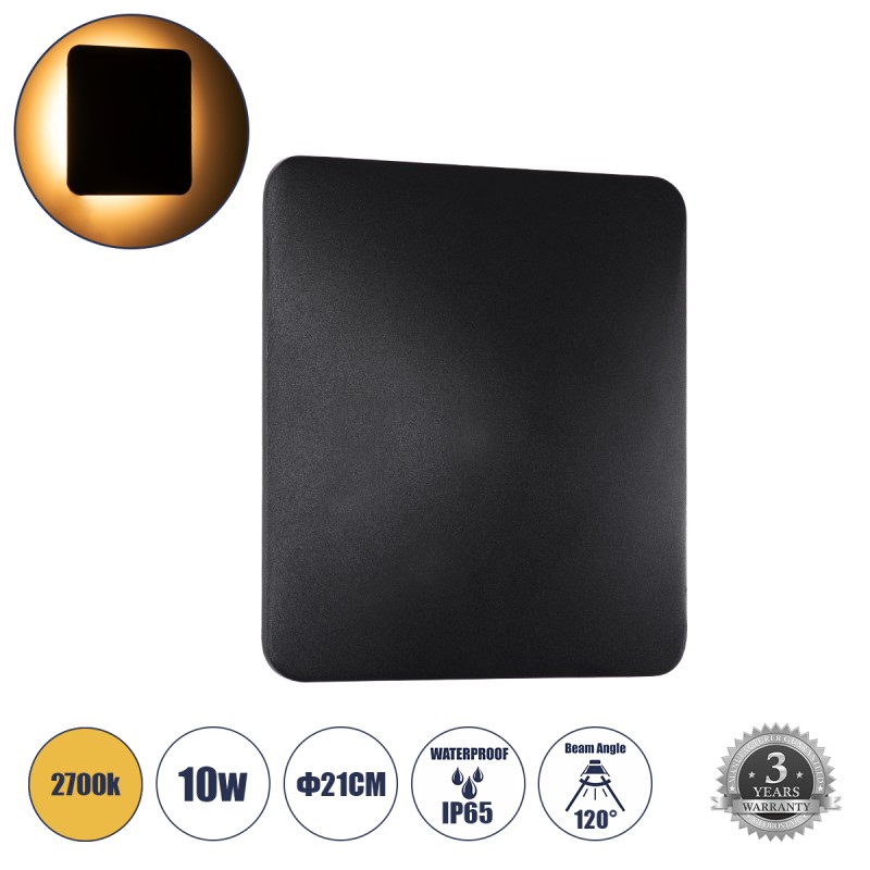 GLOBOSTAR® HELIO-S 60663 Μοντέρνο Φωτιστικό Τοίχου - Απλίκα LED 10W 1150lm 120° AC 220-240V Αδιάβροχο IP65 Θερμό Λευκό 2700K - Lumileds SMD Chip & TÜV SÜD Driver - Μαύρο Ματ - Μ21 x Π5 x Υ21cm - 5 Χρόνια Εγγύηση GLOBOSTAR® HELIO-S 60663 Μοντέρνο Φωτιστικό Τοίχου - Απλίκα LED 10W 1150lm 120° AC 220-240V Αδιάβροχο IP65 Θερμό Λευκό 2700K - Lumileds SMD Chip & TÜV SÜD Driver - Μαύρο Ματ - Μ21 x Π5 x Υ21cm - 5 Χρόνια Εγγύηση