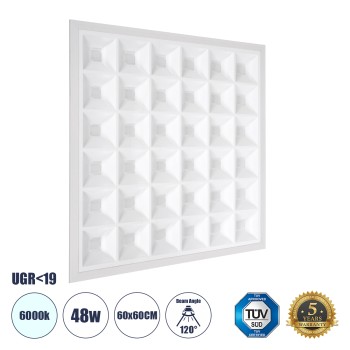 GLOBOSTAR® ZEUS 60968 Χωνευτό Panel Οροφής 60x60 με Anti Glare Reflector LED 48W 7440lm 120° CRI≥85Ra UGR<19 AC 220-240V IP20 Ψυχρό Λευκό 6000K - Lumileds SMD Chip & TÜV SÜD Driver - Λευκό Γαλακτερό - Μ60 x Π60 x Υ3.3cm / Q56 x 56cm - 5 Χρόνια Εγγύ GLOBOSTAR® ZEUS 60968 Χωνευτό Panel Οροφής 60x60 με Anti Glare Reflector LED 48W 7440lm 120° CRI≥85Ra UGR<19 AC 220-240V IP20 Ψυχρό Λευκό 6000K - Lumileds SMD Chip & TÜV SÜD Driver - Λευκό Γαλακτερό - Μ60 x Π60 x Υ3.3cm / Q56 x 56cm - 5 Χρόνια Εγγύ