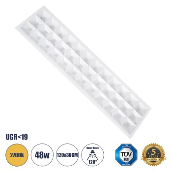 GLOBOSTAR® ZEUS 60973 Χωνευτό Panel Οροφής 120x30 με Anti Glare Reflector LED 48W 6960lm 120° CRI≥85Ra UGR<19 AC 220-240V IP20 Θερμό Λευκό 2700K - Lumileds SMD Chip & TÜV SÜD Driver - Λευκό Γαλακτερό - Μ120 x Π30 x Υ3.3cm / Q116 x 26cm - 5 Χρόνια Ε GLOBOSTAR® ZEUS 60973 Χωνευτό Panel Οροφής 120x30 με Anti Glare Reflector LED 48W 6960lm 120° CRI≥85Ra UGR<19 AC 220-240V IP20 Θερμό Λευκό 2700K - Lumileds SMD Chip & TÜV SÜD Driver - Λευκό Γαλακτερό - Μ120 x Π30 x Υ3.3cm / Q116 x 26cm - 5 Χρόνια Ε