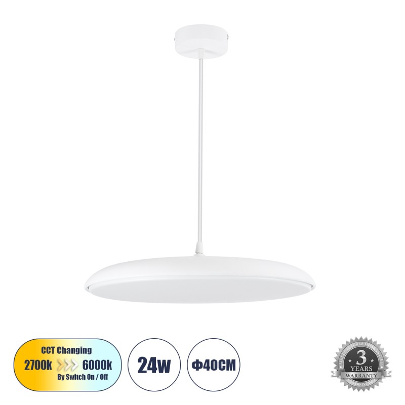 GLOBOSTAR® BARON 61255 Μοντέρνο Κρεμαστό Φωτιστικό Οροφής LED 24W 2880lm 120° AC 220-240V IP20 Ρυθμιζόμενο Λευκό CCT με On/Off 2700K/4500K/6000K - Lumileds SMD Chip - Λευκό Ματ - Μ40 x Π40 x Υ10cm - 3 Χρόνια Εγγύηση GLOBOSTAR® BARON 61255 Μοντέρνο Κρεμαστό Φωτιστικό Οροφής LED 24W 2880lm 120° AC 220-240V IP20 Ρυθμιζόμενο Λευκό CCT με On/Off 2700K/4500K/6000K - Lumileds SMD Chip - Λευκό Ματ - Μ40 x Π40 x Υ10cm - 3 Χρόνια Εγγύηση