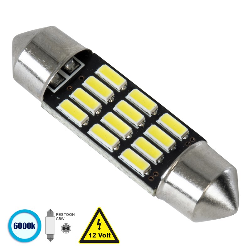 GloboStar® C5W 81306 Λάμπα Αυτοκίνητου 36mm FESTOON - LED 12 SMD 5630 3W 450lm 120° DC 12V IP20 Ψυχρό Λευκό 6000K GloboStar® C5W 81306 Λάμπα Αυτοκίνητου 36mm FESTOON - LED 12 SMD 5630 3W 450lm 120° DC 12V IP20 Ψυχρό Λευκό 6000K