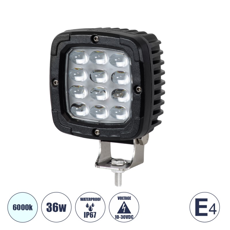 GloboStar® 85428 E4 Mark Vehicle & Forklift Work Lights - Φώτα Εργασίας για Οχήματα Περονοφόρα - Κλάρκ LED 36W DC 10-30V Αδιάβροχο IP67 Ψυχρό Λευκό 6000K Μ12.5 x Π9.5 x Υ6.5cm GloboStar® 85428 E4 Mark Vehicle & Forklift Work Lights - Φώτα Εργασίας για Οχήματα Περονοφόρα - Κλάρκ LED 36W DC 10-30V Αδιάβροχο IP67 Ψυχρό Λευκό 6000K Μ12.5 x Π9.5 x Υ6.5cm