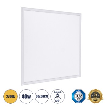 GLOBOSTAR® PANELETI 60208 Χωνευτό Panel Οροφής 60x60 LED 40W 3600lm 120° UGR<19 AC 220-240V IP20 Θερμό Λευκό 2700K - Lumileds SMD Chip & TÜV SÜD Driver - Λευκό Γαλακτερό - Μ60 x Π60 x Υ1.5cm / Q56 x 56cm - 5 Χρόνια Εγγύηση GLOBOSTAR® PANELETI 60208 Χωνευτό Panel Οροφής 60x60 LED 40W 3600lm 120° UGR<19 AC 220-240V IP20 Θερμό Λευκό 2700K - Lumileds SMD Chip & TÜV SÜD Driver - Λευκό Γαλακτερό - Μ60 x Π60 x Υ1.5cm / Q56 x 56cm - 5 Χρόνια Εγγύηση