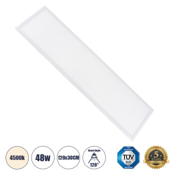GLOBOSTAR® PANELETI 60213 Χωνευτό Panel Οροφής 120x30 LED 48W 4560lm 120° UGR<19 AC 220-240V IP20 Φυσικό Λευκό 4500K - Lumileds SMD Chip & TÜV SÜD Driver - Λευκό Γαλακτερό - Μ120 x Π30 x Υ1.5cm / Q116 x 26cm - 5 Χρόνια Εγγύηση GLOBOSTAR® PANELETI 60213 Χωνευτό Panel Οροφής 120x30 LED 48W 4560lm 120° UGR<19 AC 220-240V IP20 Φυσικό Λευκό 4500K - Lumileds SMD Chip & TÜV SÜD Driver - Λευκό Γαλακτερό - Μ120 x Π30 x Υ1.5cm / Q116 x 26cm - 5 Χρόνια Εγγύηση