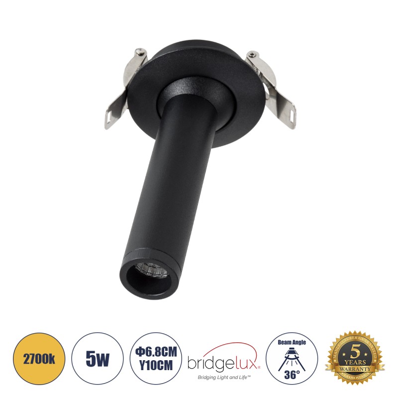 GLOBOSTAR® DALE 60371 Χωνευτό Κινούμενο Downlight Σποτ LED 5W 500lm 36° AC 220-240V IP20 Θερμό Λευκό 2700K - Bridgelux COB Chip & TÜV SÜD Driver - Μαύρο Ματ - Μ6.8 x Π6.8 x Υ10cm / Q5.5cm - 5 Χρόνια Εγγύηση GLOBOSTAR® DALE 60371 Χωνευτό Κινούμενο Downlight Σποτ LED 5W 500lm 36° AC 220-240V IP20 Θερμό Λευκό 2700K - Bridgelux COB Chip & TÜV SÜD Driver - Μαύρο Ματ - Μ6.8 x Π6.8 x Υ10cm / Q5.5cm - 5 Χρόνια Εγγύηση