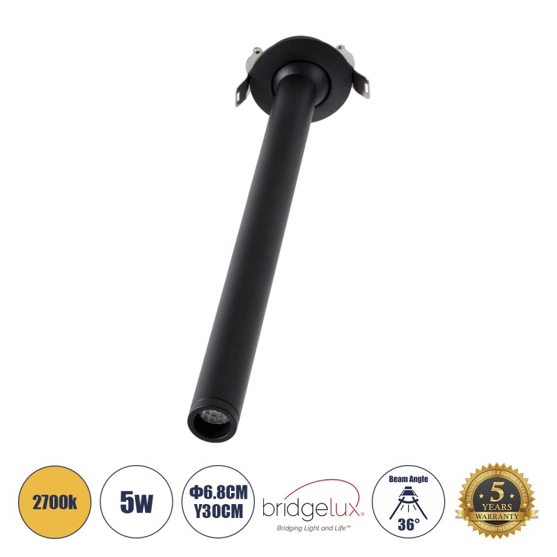 GLOBOSTAR® DALE 60373 Χωνευτό Κινούμενο Downlight Σποτ LED 5W 500lm 36° AC 220-240V IP20 Θερμό Λευκό 2700K - Bridgelux COB Chip & TÜV SÜD Driver - Μαύρο Ματ - Μ6.4 x Π6.4 x Υ30cm / Q5.5cm - 5 Χρόνια Εγγύηση GLOBOSTAR® DALE 60373 Χωνευτό Κινούμενο Downlight Σποτ LED 5W 500lm 36° AC 220-240V IP20 Θερμό Λευκό 2700K - Bridgelux COB Chip & TÜV SÜD Driver - Μαύρο Ματ - Μ6.4 x Π6.4 x Υ30cm / Q5.5cm - 5 Χρόνια Εγγύηση