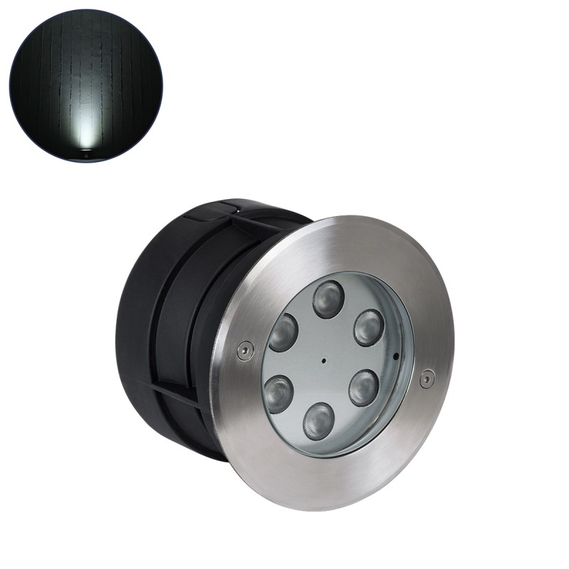 GLOBOSTAR® UNDERWATER-YUNI 90418 Υποβρύχιο Χωνευτό Σποτ για Σιντριβάνια/Πισίνες LED 6W 600lm 30° DC 24V Αδιάβροχο IP68 Ψυχρό Λευκό 6000K Dimmable - Ανοξείδωτο Ατσάλι 304 - Φ15 x Υ10cm - Q14cm - 3 Χρόνια Εγγύηση