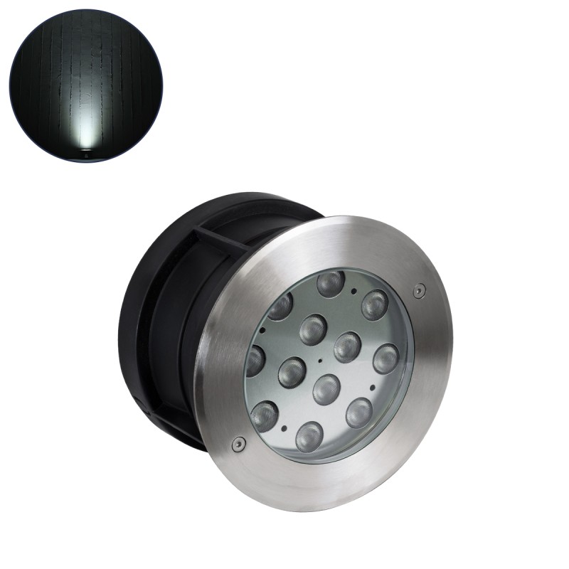 GLOBOSTAR® UNDERWATER-TUNI 90421 Υποβρύχιο Χωνευτό Σποτ για Σιντριβάνια/Πισίνες LED 12W 1200lm 30° DC 24V Αδιάβροχο IP68 Ψυχρό Λευκό 6000K Dimmable - Ανοξείδωτο Ατσάλι 304 - Φ18 x Υ11cm - Q17.5 - 3 Χρόνια Εγγύηση