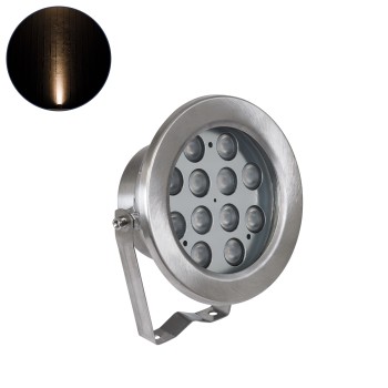 GLOBOSTAR® UNDERWATER-JERRY 90423 Υποβρύχιο Επιφανειακό Σποτ για Σιντριβάνια/Πισίνες LED 12W 1080lm 30° DC 24V Αδιάβροχο IP68 Θερμό Λευκό 2700K Dimmable - Ανοξείδωτο Ατσάλι 304 - Μ14.5 x Π7 x Υ19cm - 3 Χρόνια Εγγύηση