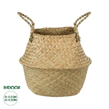 GloboStar® Artificial Garden IBIZA 20195 Διακοσμητικό Ψάθινο Καλάθι - Κασπώ Γλάστρα - Flower Pot  Μπεζ Π23cm x Υ30cm GloboStar® Artificial Garden IBIZA 20195 Διακοσμητικό Ψάθινο Καλάθι - Κασπώ Γλάστρα - Flower Pot  Μπεζ Π23cm x Υ30cm