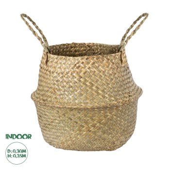 GloboStar® Artificial Garden IBIZA 20196 Διακοσμητικό Ψάθινο Καλάθι - Κασπώ Γλάστρα - Flower Pot  Μπεζ Π30cm x Υ35cm GloboStar® Artificial Garden IBIZA 20196 Διακοσμητικό Ψάθινο Καλάθι - Κασπώ Γλάστρα - Flower Pot  Μπεζ Π30cm x Υ35cm
