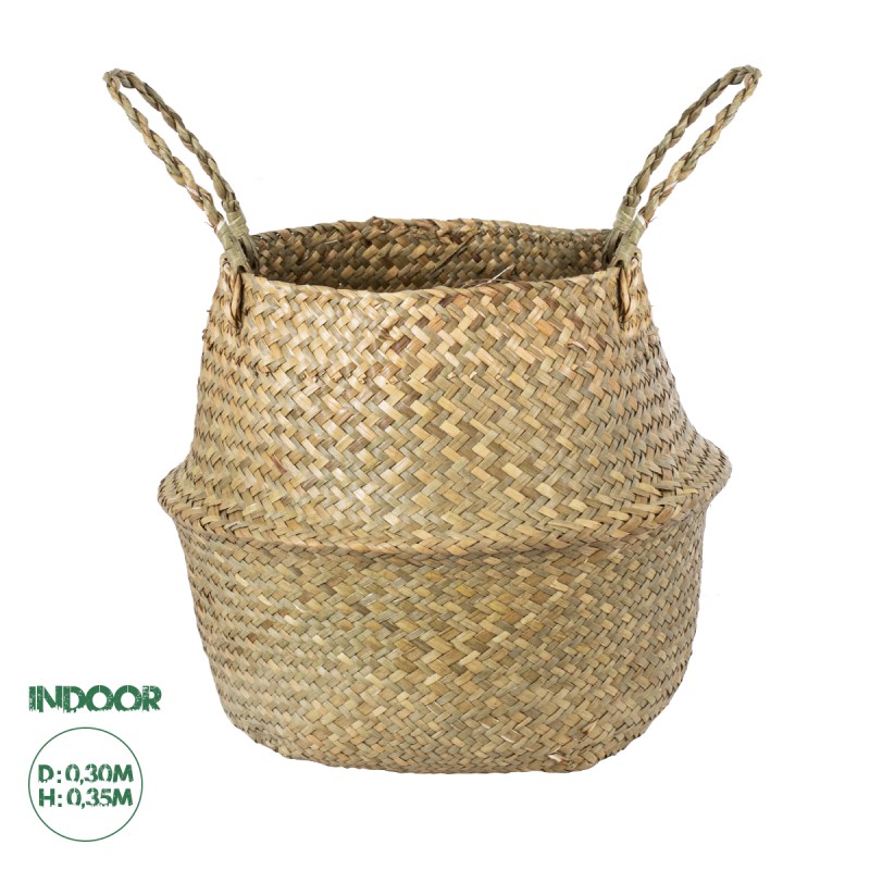 GloboStar® Artificial Garden IBIZA 20196 Διακοσμητικό Ψάθινο Καλάθι - Κασπώ Γλάστρα - Flower Pot  Μπεζ Π30cm x Υ35cm GloboStar® Artificial Garden IBIZA 20196 Διακοσμητικό Ψάθινο Καλάθι - Κασπώ Γλάστρα - Flower Pot  Μπεζ Π30cm x Υ35cm