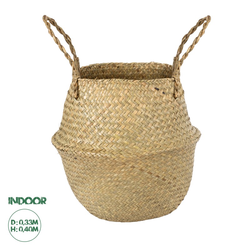 GloboStar® Artificial Garden IBIZA 20197 Διακοσμητικό Ψάθινο Καλάθι - Κασπώ Γλάστρα - Flower Pot  Μπεζ Π33cm x Υ40cm GloboStar® Artificial Garden IBIZA 20197 Διακοσμητικό Ψάθινο Καλάθι - Κασπώ Γλάστρα - Flower Pot  Μπεζ Π33cm x Υ40cm