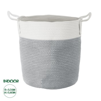 GloboStar® Artificial Garden KASTELLORIZO 20198 Διακοσμητικό Πλεκτό Καλάθι - Κασπώ Γλάστρα - Flower Pot  Γκρι με Λευκό Π35cm x Υ40cm GloboStar® Artificial Garden KASTELLORIZO 20198 Διακοσμητικό Πλεκτό Καλάθι - Κασπώ Γλάστρα - Flower Pot  Γκρι με Λευκό Π35cm x Υ40cm