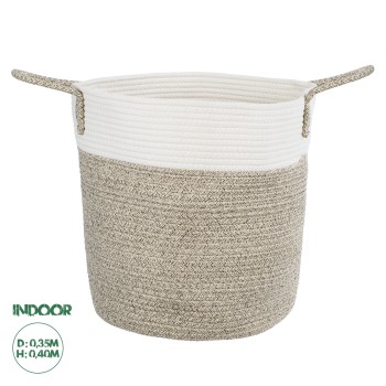 GloboStar® Artificial Garden CHALKI 20200 Διακοσμητικό Πλεκτό Καλάθι - Κασπώ Γλάστρα - Flower Pot  Μπεζ Σκούρο με Λευκό Π35cm x Υ40cm GloboStar® Artificial Garden CHALKI 20200 Διακοσμητικό Πλεκτό Καλάθι - Κασπώ Γλάστρα - Flower Pot  Μπεζ Σκούρο με Λευκό Π35cm x Υ40cm