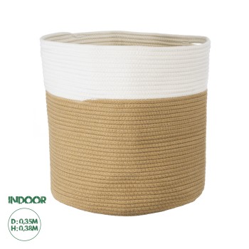 GloboStar® Artificial Garden PALAWAN 20201 Διακοσμητικό Πλεκτό Καλάθι - Κασπώ Γλάστρα - Flower Pot  Μπεζ με Λευκό Π35cm x Υ38cm GloboStar® Artificial Garden PALAWAN 20201 Διακοσμητικό Πλεκτό Καλάθι - Κασπώ Γλάστρα - Flower Pot  Μπεζ με Λευκό Π35cm x Υ38cm