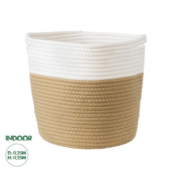 GloboStar® Artificial Garden PALAWAN 20203 Διακοσμητικό Πλεκτό Καλάθι - Κασπώ Γλάστρα - Flower Pot  Μπεζ με Λευκό Π25cm x Υ25cm GloboStar® Artificial Garden PALAWAN 20203 Διακοσμητικό Πλεκτό Καλάθι - Κασπώ Γλάστρα - Flower Pot  Μπεζ με Λευκό Π25cm x Υ25cm