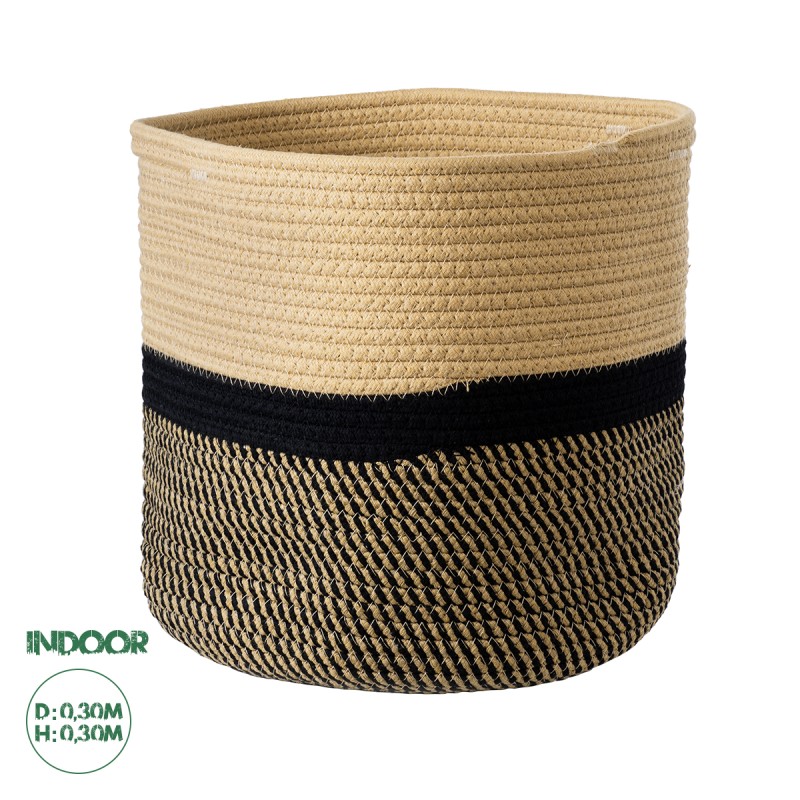 GloboStar® Artificial Garden HYDRA 20205 Διακοσμητικό Πλεκτό Καλάθι - Κασπώ Γλάστρα - Flower Pot  Μπεζ με Μαύρο Π30cm x Υ30cm GloboStar® Artificial Garden HYDRA 20205 Διακοσμητικό Πλεκτό Καλάθι - Κασπώ Γλάστρα - Flower Pot  Μπεζ με Μαύρο Π30cm x Υ30cm
