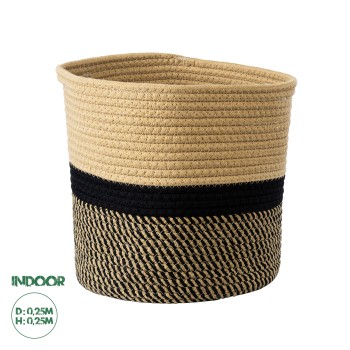 GloboStar® Artificial Garden HYDRA 20206 Διακοσμητικό Πλεκτό Καλάθι - Κασπώ Γλάστρα - Flower Pot  Μπεζ με Μαύρο Π25cm x Υ25cm GloboStar® Artificial Garden HYDRA 20206 Διακοσμητικό Πλεκτό Καλάθι - Κασπώ Γλάστρα - Flower Pot  Μπεζ με Μαύρο Π25cm x Υ25cm