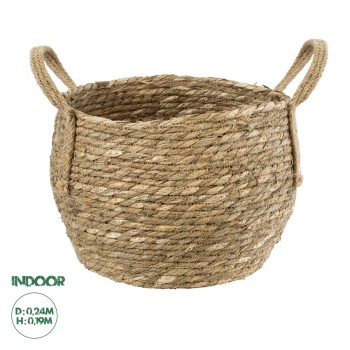GloboStar® Artificial Garden PAROS 20276 Διακοσμητικό Πλεκτό Καλάθι - Κασπώ Γλάστρα - Flower Pot Μπεζ Φ24cm x Υ19cm GloboStar® Artificial Garden PAROS 20276 Διακοσμητικό Πλεκτό Καλάθι - Κασπώ Γλάστρα - Flower Pot Μπεζ Φ24cm x Υ19cm