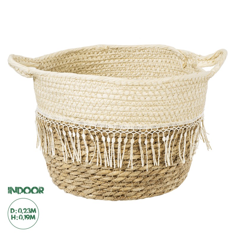 GloboStar® Artificial Garden MYKONOS 20280 Διακοσμητικό Πλεκτό Καλάθι - Κασπώ Γλάστρα - Flower Pot Μπεζ με Μακραμέ Φ25cm x Υ19cm GloboStar® Artificial Garden MYKONOS 20280 Διακοσμητικό Πλεκτό Καλάθι - Κασπώ Γλάστρα - Flower Pot Μπεζ με Μακραμέ Φ25cm x Υ19cm