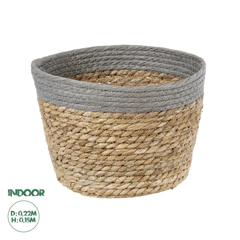 GloboStar® Artificial Garden ANTIPAROS 20289 Διακοσμητικό Πλεκτό Καλάθι - Κασπώ Γλάστρα - Flower Pot Μπεζ με Γκρι Φ22cm x Υ15cm GloboStar® Artificial Garden ANTIPAROS 20289 Διακοσμητικό Πλεκτό Καλάθι - Κασπώ Γλάστρα - Flower Pot Μπεζ με Γκρι Φ22cm x Υ15cm