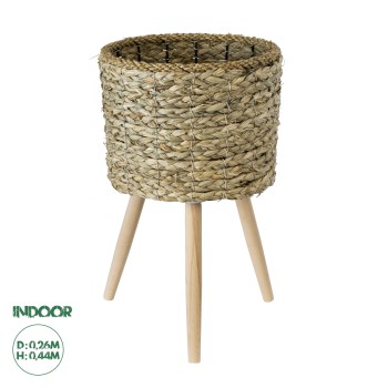 GloboStar® Artificial Garden SKOPELOS 20297 Διακοσμητικό Πλεκτό Καλάθι - Κασπώ Γλάστρα - Flower Pot Μπεζ με Καφέ Φ26cm x Υ44cm GloboStar® Artificial Garden SKOPELOS 20297 Διακοσμητικό Πλεκτό Καλάθι - Κασπώ Γλάστρα - Flower Pot Μπεζ με Καφέ Φ26cm x Υ44cm